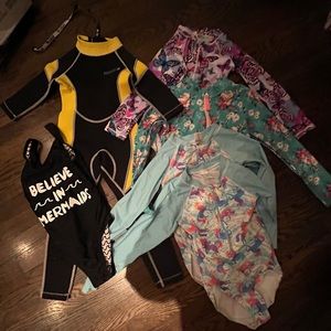 Lot of girls swimwear from bathing suit to full wetsuit size 7/8 & 8